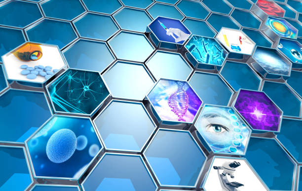 scientific research concept hexagonal backdrop